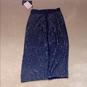 Dressy Joie navy sequin midi skirt